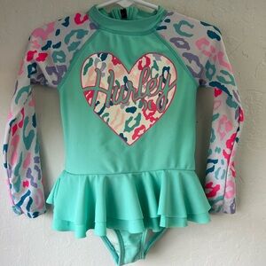 Hurley Kids One Piece Swimwear - Mint Green and Multicolor, Size 2T